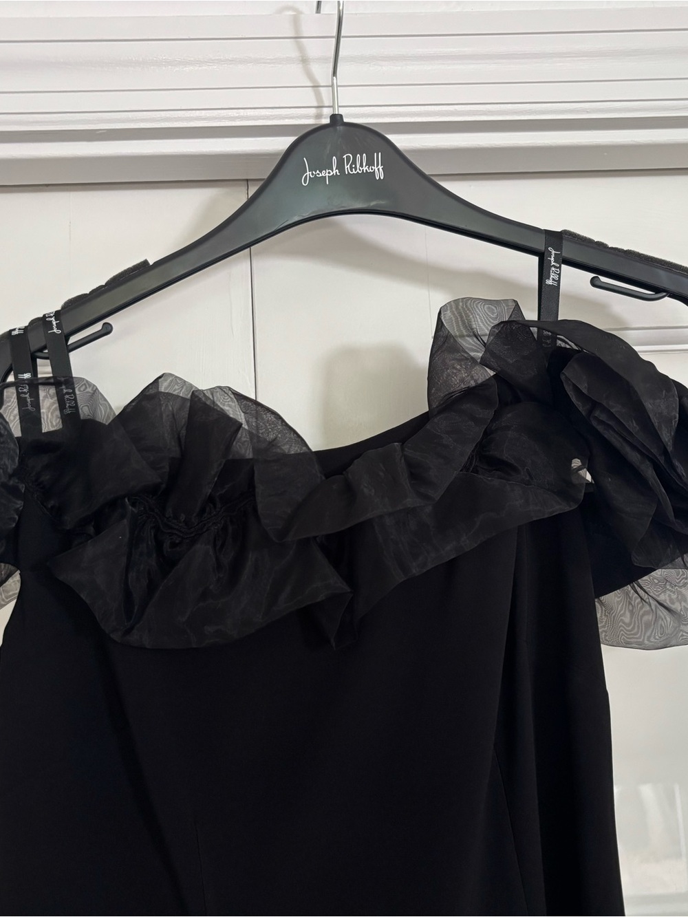 Joseph Ribkoff Black One-Shoulder Ruffle Dress - Picture 2 of 6